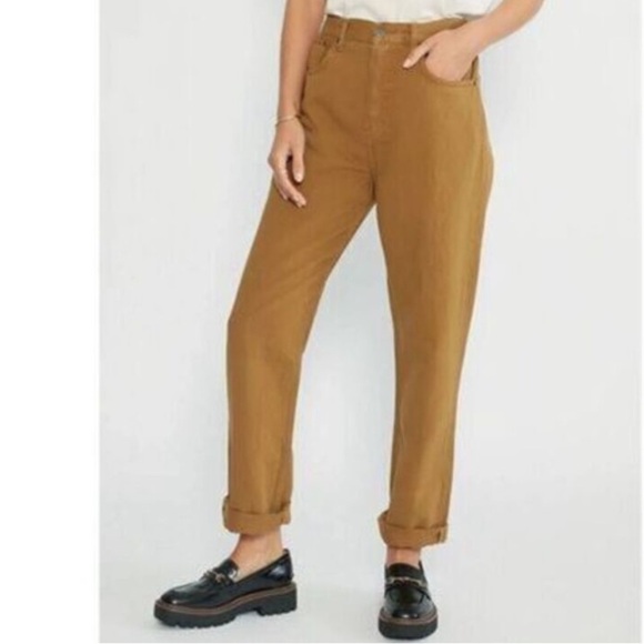 NWT Etica Bryce Pinch Waist Boyfriend Jeans 27 Tapenade Brown High Waist - Picture 1 of 12